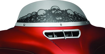 Kuryakyn chrome Smooth Windshield Trim for Harley-Davidson Touring models, showcasing sleek, polished motorcycle accessory design.