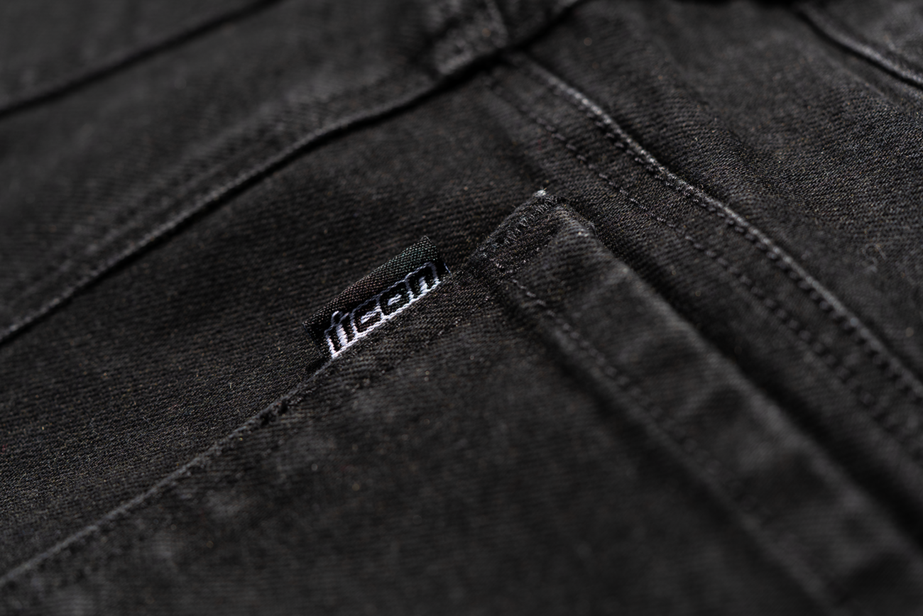 Black ICON Uparmor™ Jean by Bill's Exhausts, men's denim with a slim fit and classic five-pocket design, size 32.