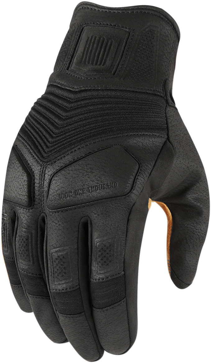Black ICON Nightbreed™ gloves in large size, made by Bill's Exhausts, showing the textured fabric and finger details.