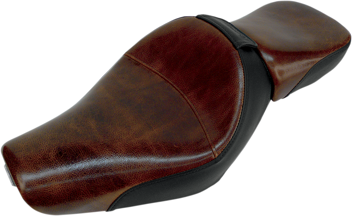 Brown SADDLEMEN Pillion Pad for Renegade Lariat seats, designed for comfort on motorcycle passenger seats.