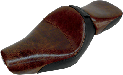 Brown SADDLEMEN Pillion Pad for Renegade Lariat seats, designed for comfort on motorcycle passenger seats.