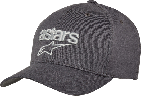 Charcoal and gray Alpinstars Heritage Blaze hat in large/XL size, featuring protective gear design with branding details.