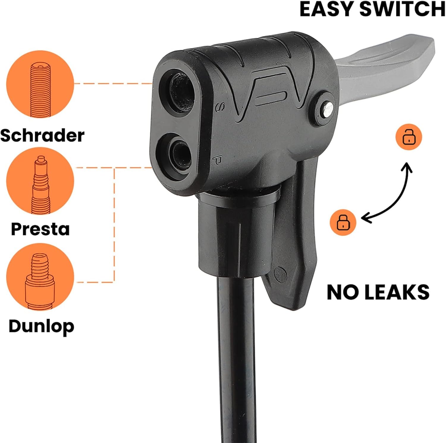 Hycline bicycle pump with gauge booster for bike tires, featuring a compact design and digital pressure display.