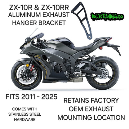 KAWASAKI NINJA ZX-10R ZX-10RR ZX1000 2011 - 2025 EXHAUST HANGER RIGHT SIDE PASSENGER PEG DELETE POWDER COATED BLACK ALUMINUM - Howling Moto