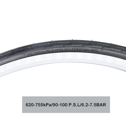 Hycline MoGan 700×25C bicycle tire with black rubber tread and sidewalls, designed for road cycling.