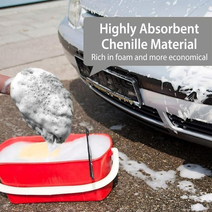 WASH&WHIPS Chenille Premium Scratch-Free Microfiber Lint-Free Blue Wash Mitt 8" x 10"in & Black Pitstop Particle Interceptor - Howling Moto