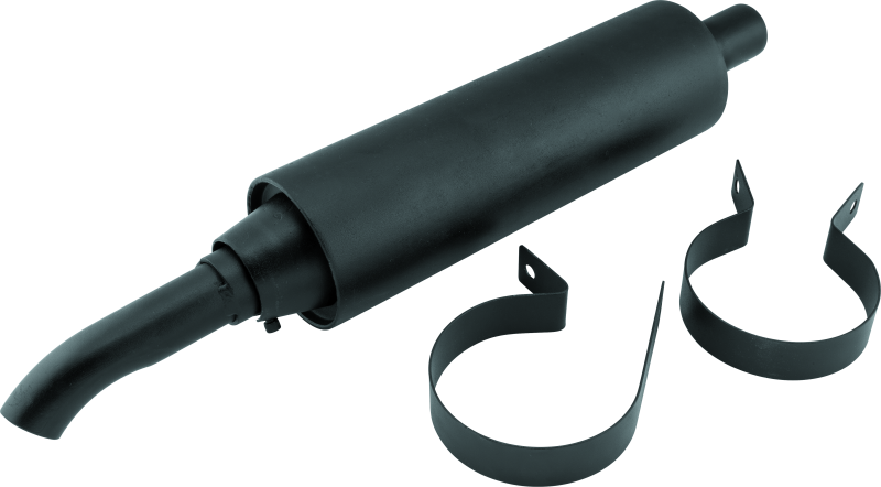 QuadBoss universal muffler for powersports vehicles with black finish and welded internal components, part #157108.