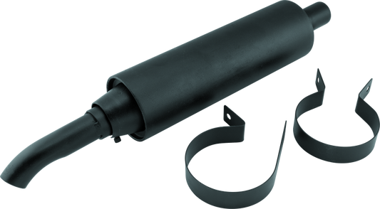 QuadBoss universal muffler for powersports vehicles with black finish and welded internal components, part #157108.