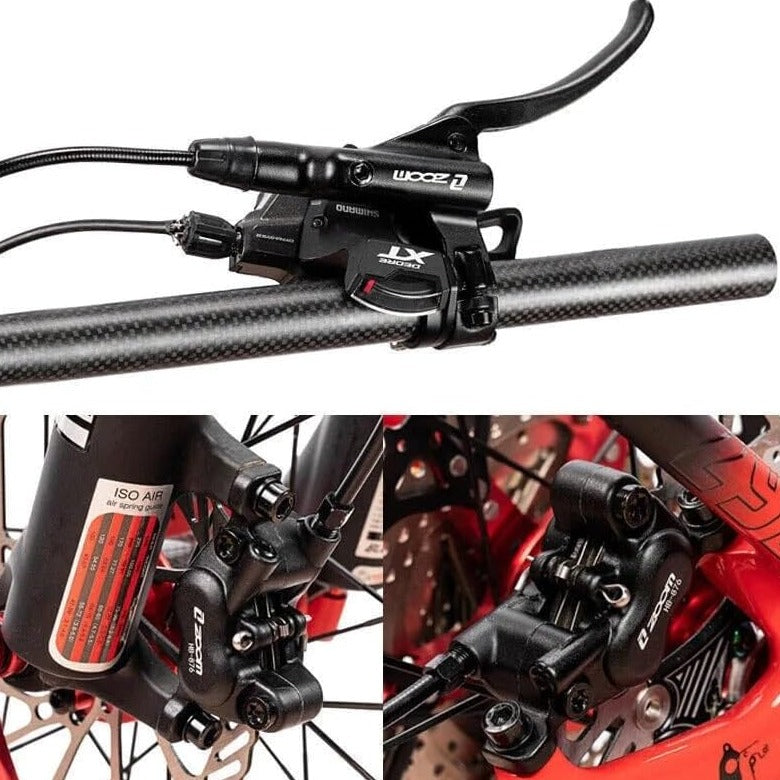 Hycline ZOOM HB-875E/876E right rear hydraulic disc brake for bikes, showcasing the brake caliper and hydraulic components.