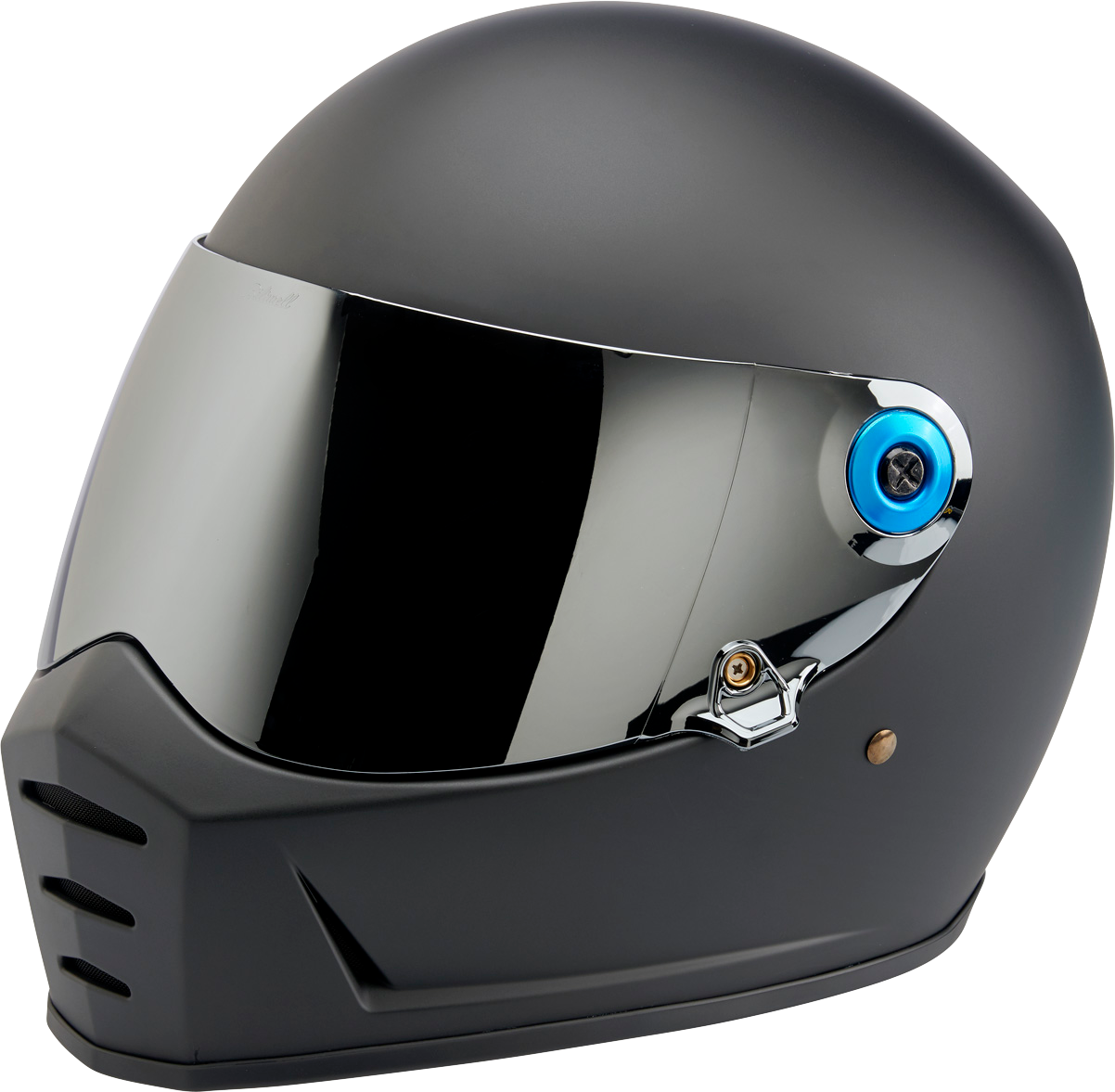 BILTWELL Gen 2 Hardware Kit for helmets, black screw and blue baseplate, compatible with Bill's Exhausts helmets.