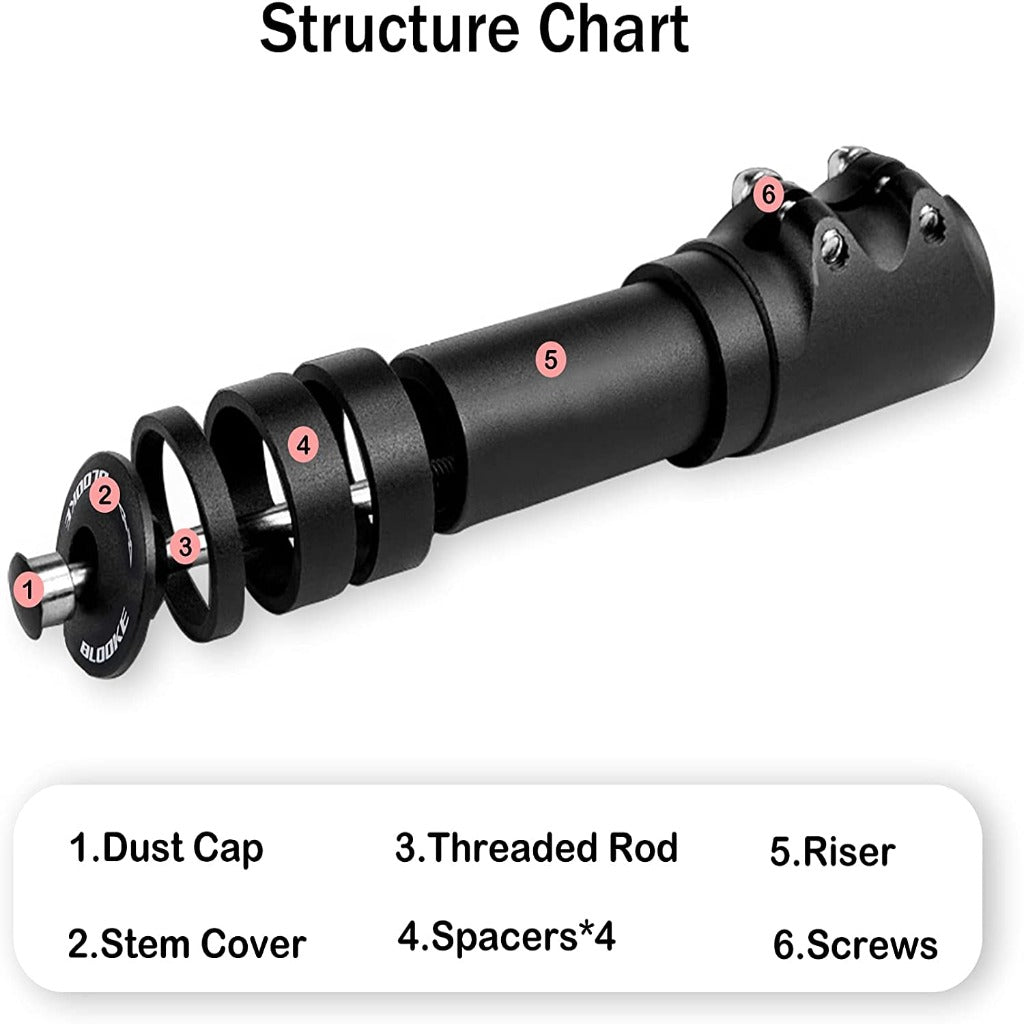 Hycline bicycle handlebar stem riser extending bike fork stem for improved comfort and height adjustment, shown on a bicycle.