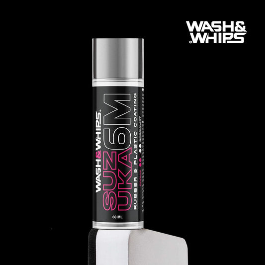 WASH&WHIPS Suzuka 6M Rubber & Plastic Coating for Cars, Restores and Brings Back Black - Concentrated Formula Non-Greasy, 60ml - Howling Moto