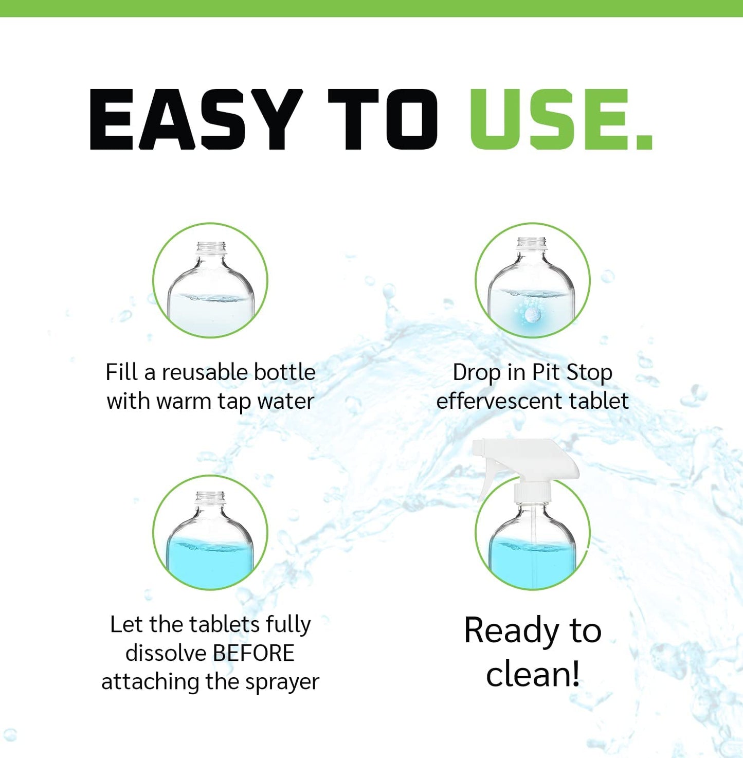 WASH&WHIPS Pit Stop Glass Cleaner / All Surface Cleaner Refill Tablets (Makes 5 Gallons) - Howling Moto