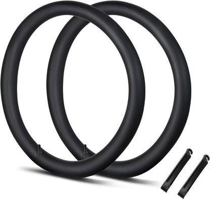 Hycline bike tube set includes 20, 24, 26, 27.5, and 29-inch inner tubes for mountain and road bikes.