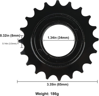 Hycline 22T single speed bike freewheel for bicycle cassettes, showing metal construction and gear teeth on a black background.