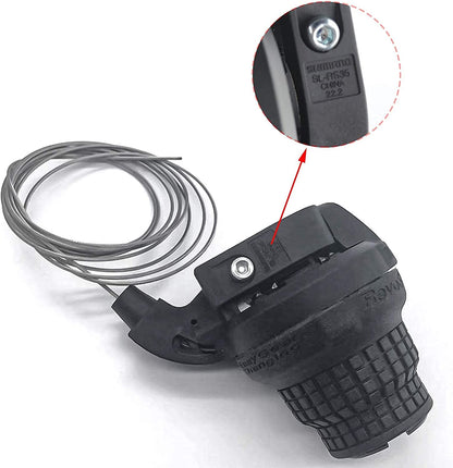 Shimano 7-speed RevoShift SL-RS35 twist grip bicycle shifter with ergonomic design and gear indicator, suitable for mountain bikes.