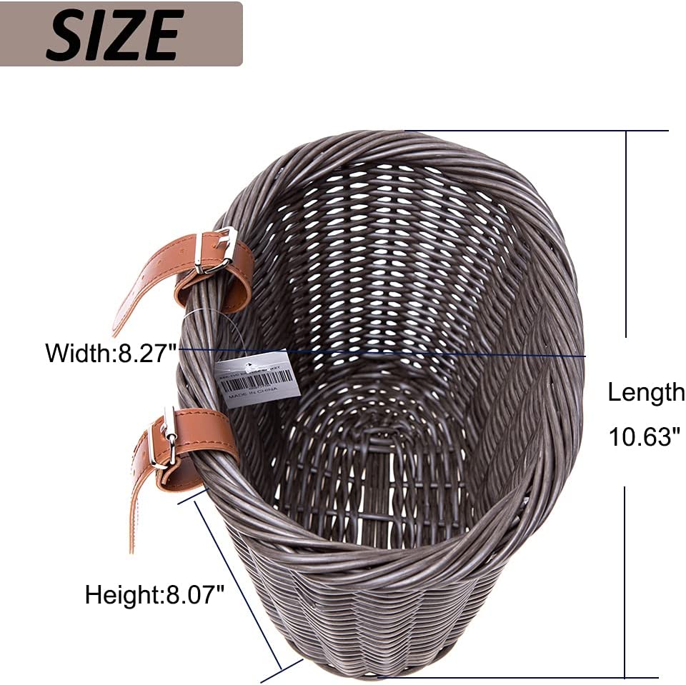 Hycline bicycle front handlebar storage basket attached to a bike, suitable for adults and kids, made of durable woven material.