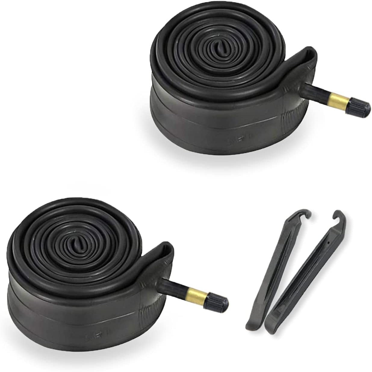Hycline bike tube set for 20, 24, 26, 27.5, and 29-inch bikes, showing multiple tubes in a compact package.