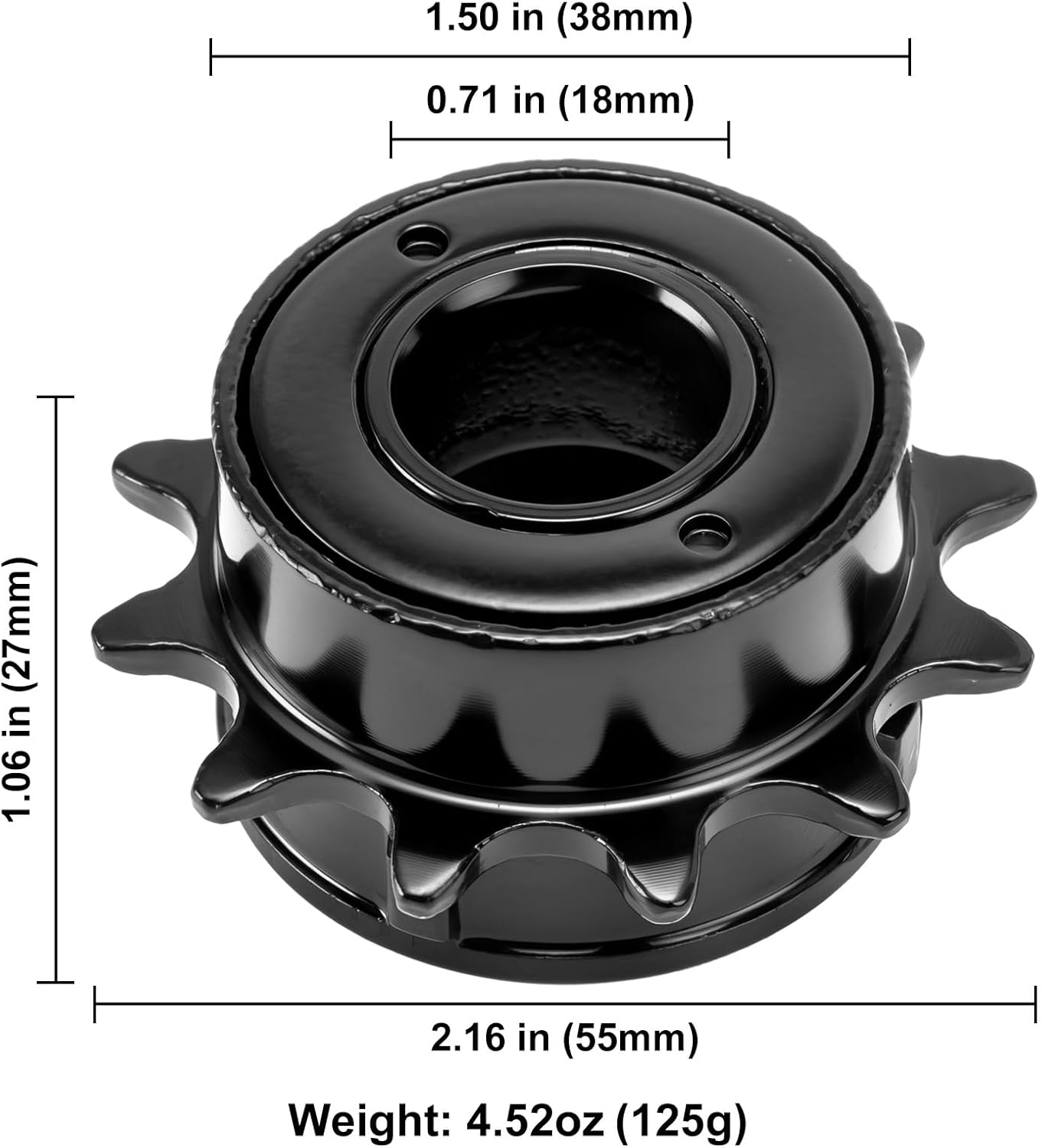 Hycline 12T/14T single speed bicycle freewheel for bikes, showcasing metal gear teeth and black body in close-up image.