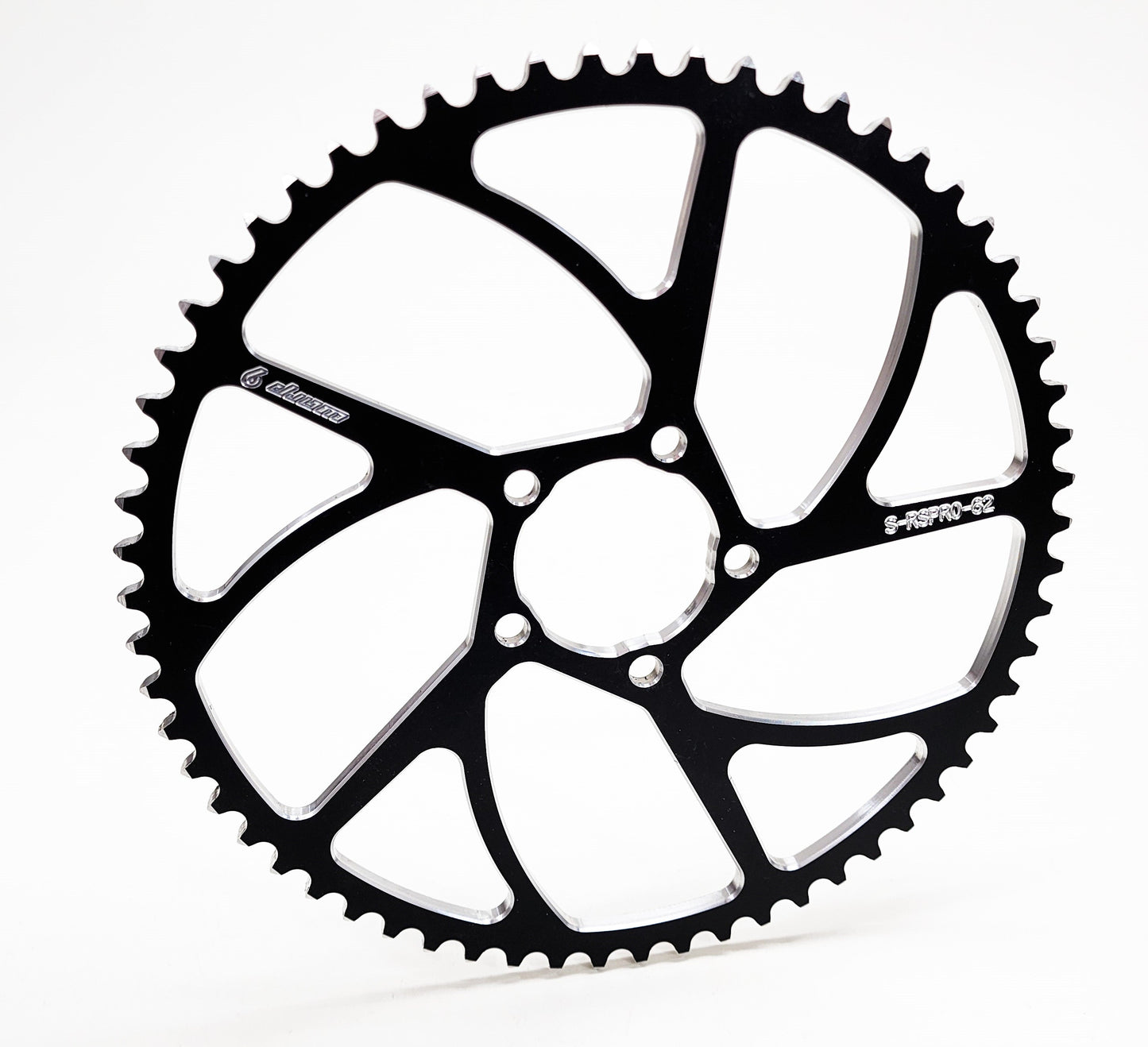 Warp 9 Racing E-Moto rear sprocket, 62-tooth aluminum and stainless steel for Surron and Talaria electric motorcycles.