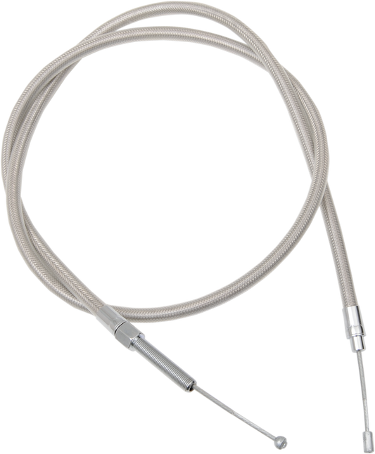 DRAG SPECIALTIES high-efficiency braided stainless steel clutch cable, 61 inches, showing the durable, flexible cable with fittings.