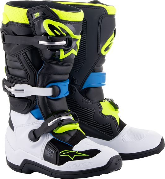 ALPINESTARS Youth Tech 7S Boots - Black/Blue/Yellow - US 2 2015017-1795-2 - Howling Moto