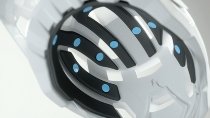 Black 100% Trajecta bicycle helmet with Fidlock buckle in medium size, designed for safety and comfort.