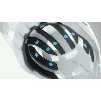 Gray Bill's Exhausts 100% Altec bicycle helmet with Fidlock buckle, CPSC/CE safety certification, size L/XL, front view.