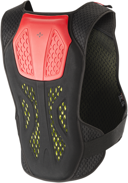 Alpinestars Sequence chest guard in anthracite and red, protective gear designed for motorcycle safety, size M/L.