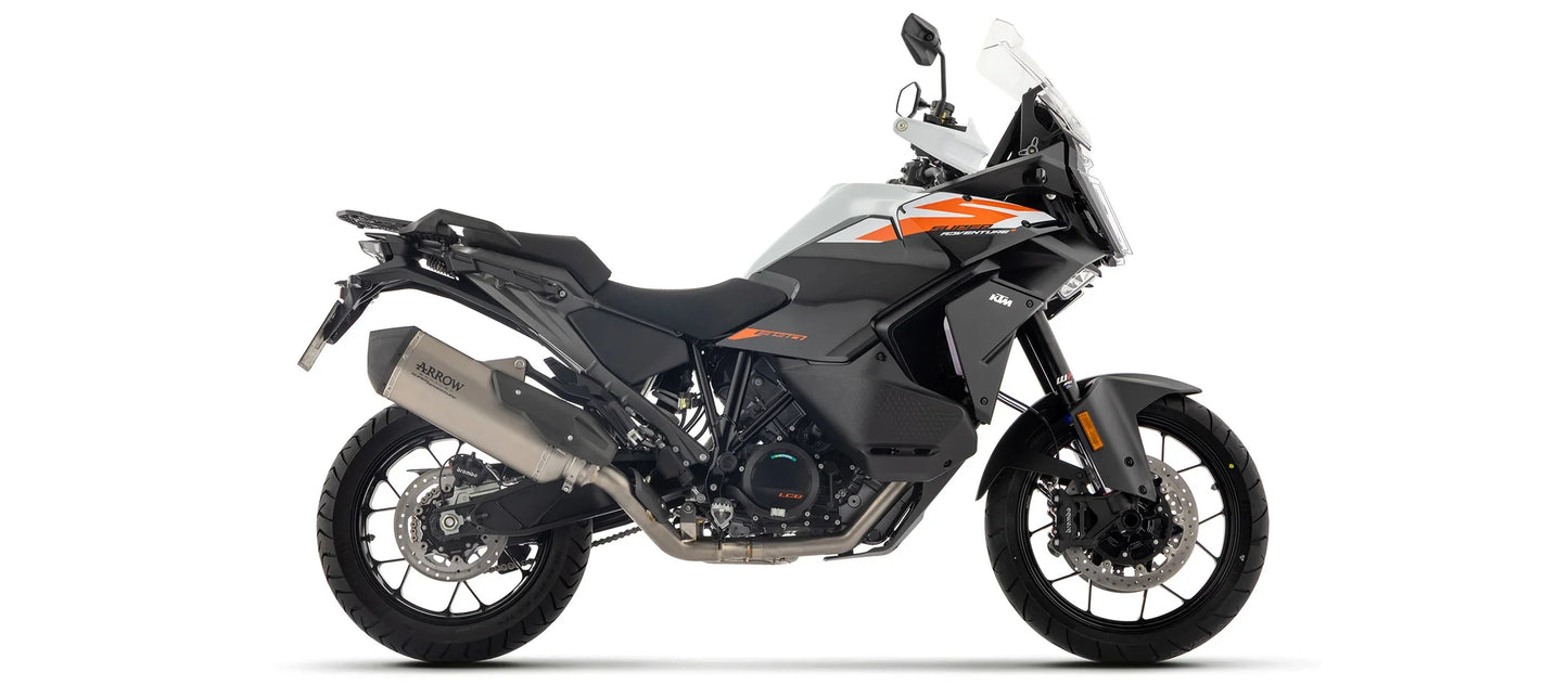 Titanium Arrow Racing Exhaust Collector for KTM 1290 Super Adventure S 2021-2024, by Bill's Exhausts, with polished finish.