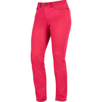 ICON Women's Tuscadero3™ CX pink jeans by Bill's Exhausts, US size 2, with visible denim fabric and classic jean stitching.