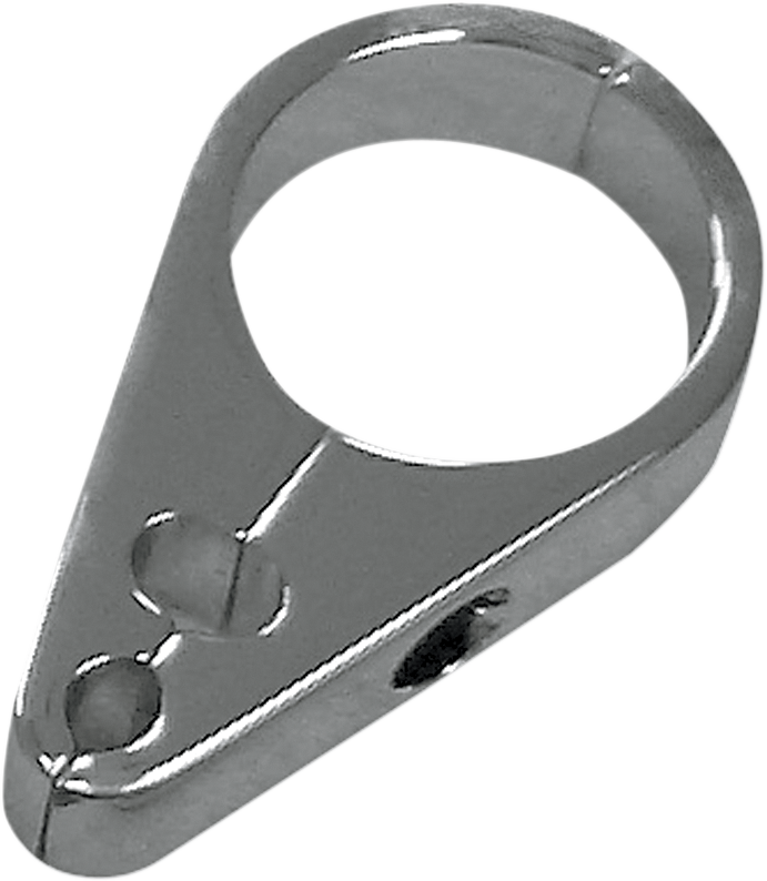 Chrome cable clamp by Drag Specialties for throttle, idle, and brake cables, 1-1/4 inch diameter, part number 0658-0032.