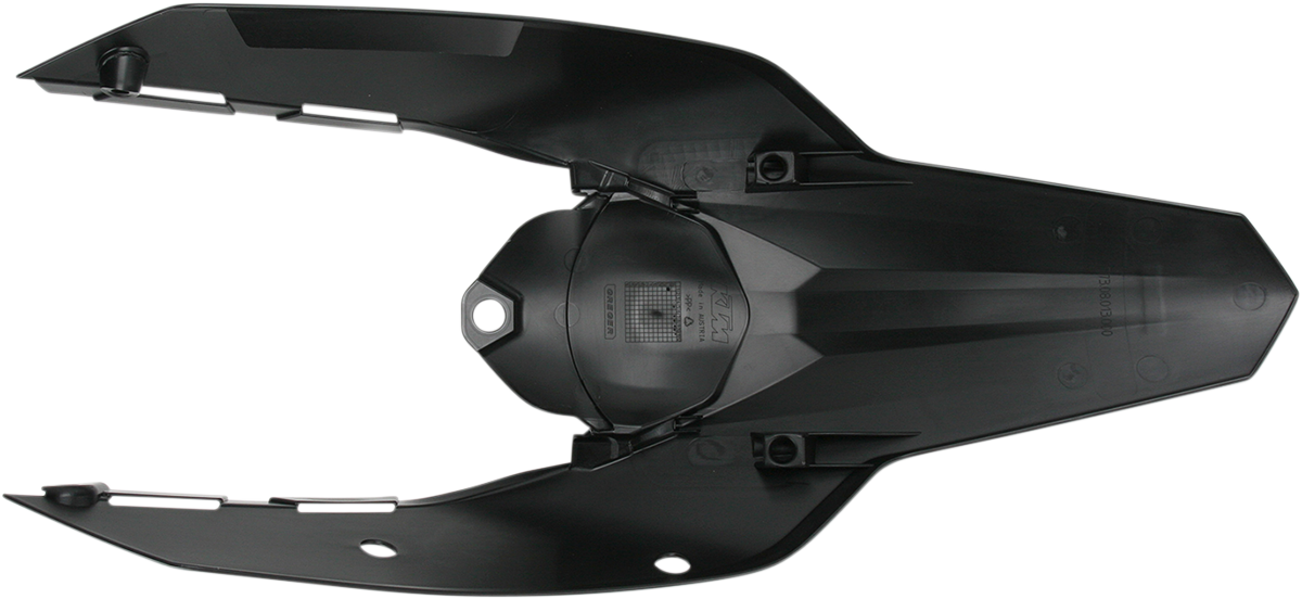 Black Acerbis rear fender side cowling for motorcycles, body part without tail light tabs, suitable for off-road or dirt bikes.