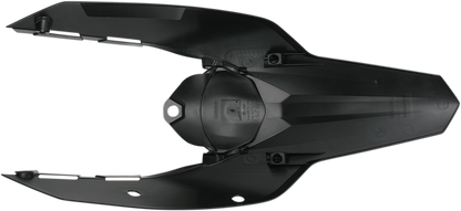 Black Acerbis rear fender side cowling for motorcycles, body part without tail light tabs, suitable for off-road or dirt bikes.