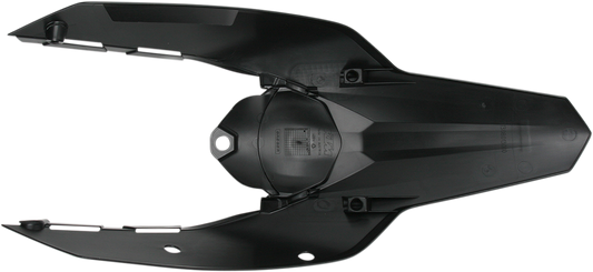Black Acerbis rear fender side cowling for motorcycles, body part without tail light tabs, suitable for off-road or dirt bikes.