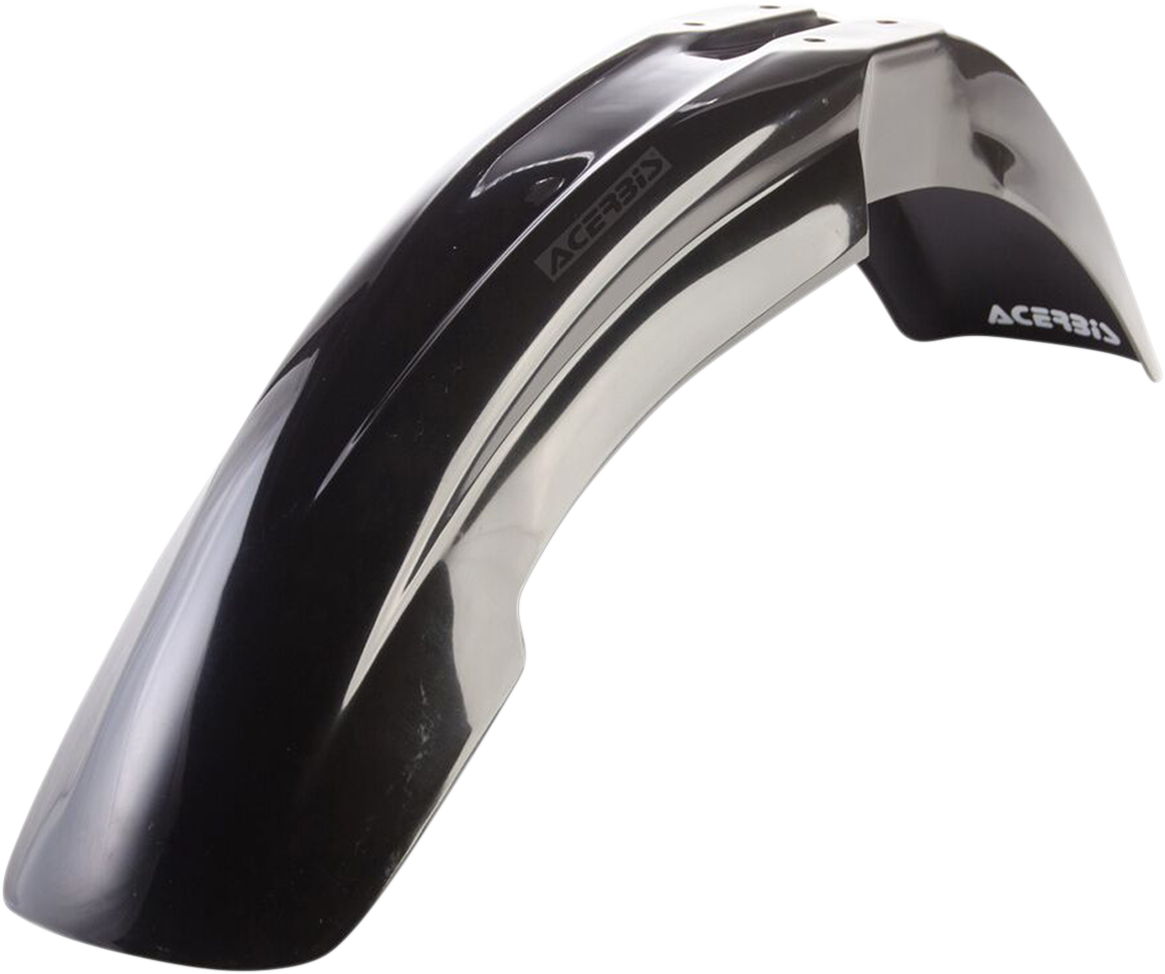 Acerbis black front fender for Yamaha YZ125/250 dirt bikes, compatible with 2000-2005 models, shown in the image.