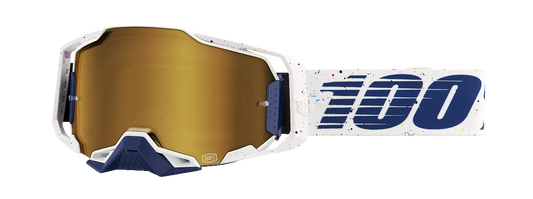 Bill's Exhausts Armega Solis goggles with gold mirror lenses, featuring a sleek design and adjustable strap.
