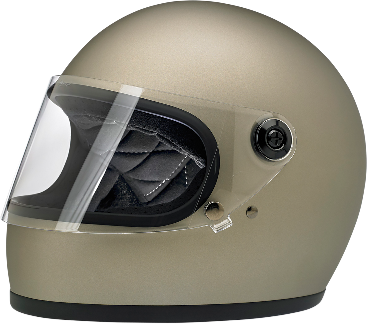 BILTWELL Gringo S helmet in flat titanium color, XS size, with a smooth, rounded design suitable for motorcycle riding.
