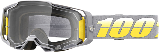 Bill's Exhausts 100% Armega Complex Goggles with clear lenses, designed for eye protection and comfort during outdoor activities.