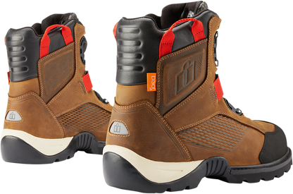 Bill's Exhausts ICON Stormhawk brown boots, size 11.5, rugged leather with sturdy soles and ankle support.