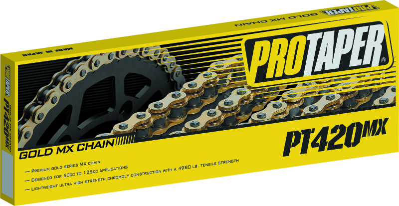 ProTaper Chain 420MX 134L for motocross bikes, featuring durable links and high-performance design by Bill's Exhausts.