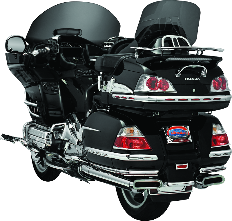 Kuryakyn LED lighted trunk lid handle for Honda Gold Wing GL1800, 2001-2005, showing illuminated handle on motorcycle trunk lid