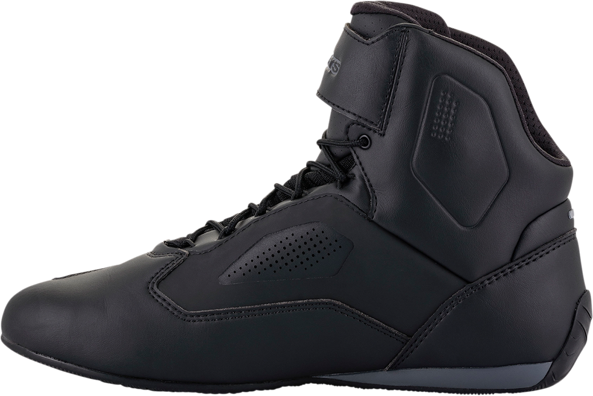 Alpinestars Faster-3 Rideknit® Shoes in black, gray, and red with US size 7, featuring sleek sporty design and breathable material.