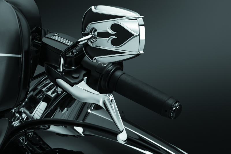 Chrome Kuryakyn Boss Blades brake and clutch levers for 2014-2016 Harley Davidson Touring motorcycles, featuring a sleek, polished finish.