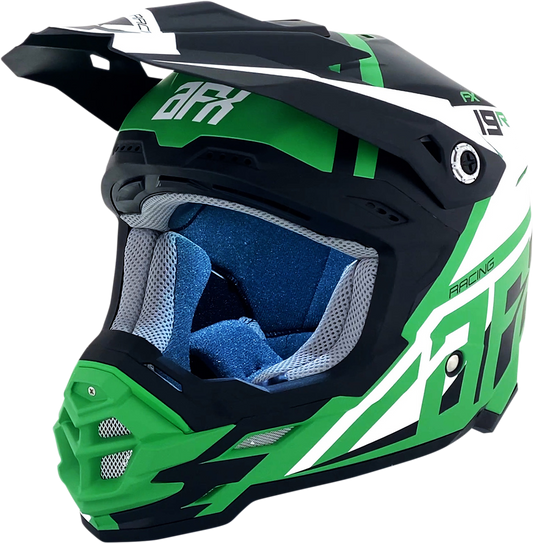 Matte green AFX FX-19R racing helmet in medium size, featuring aerodynamic design and ventilation for high-speed motorsports.