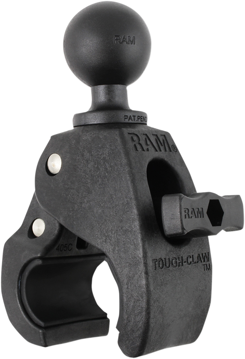 Bill's Exhausts RAM MOUNTS Ball Mount 1-inch Tough-Claw RAPB404U for engine mounting, featuring a robust ball joint design.