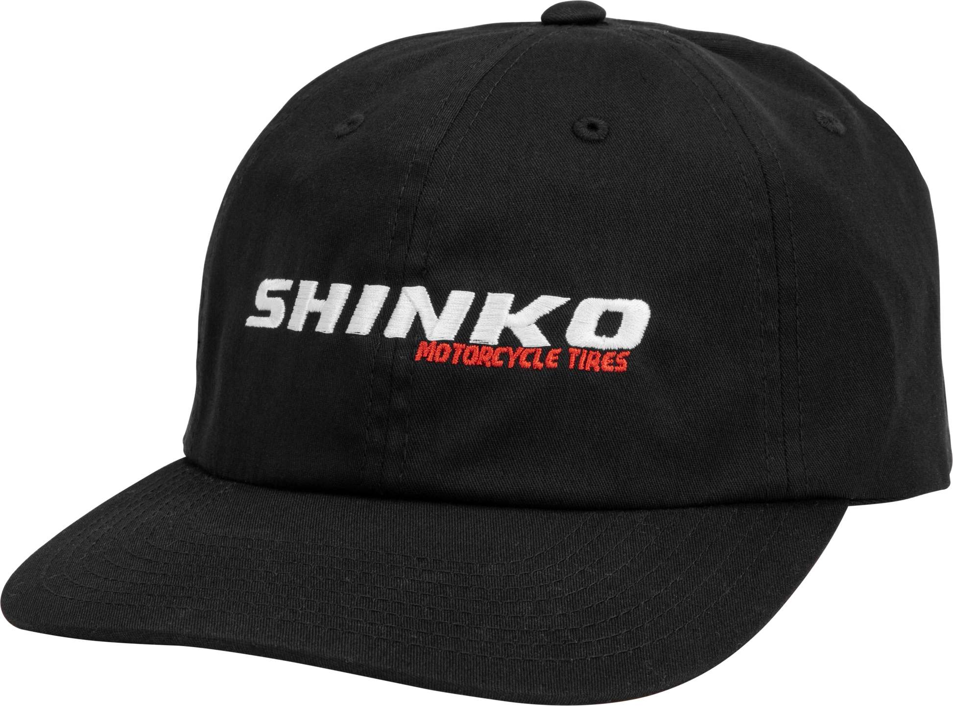 Shinko Black Dad Hat, adjustable classic baseball cap with curved brim and embroidered logo, casual headwear for men.