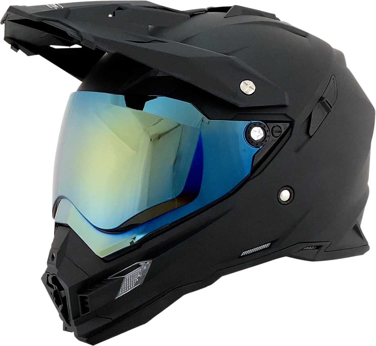 Bill's Exhausts AFX FX-41DS helmet with gold mirror outer shield, showcasing a sleek, reflective motorcycle helmet visor.