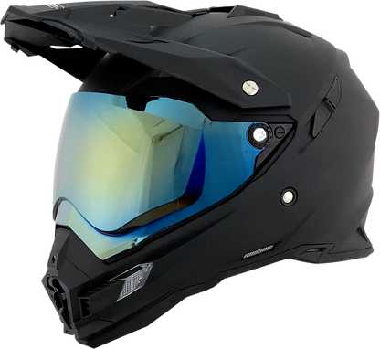 Bill's Exhausts AFX FX-41DS helmet with gold mirror outer shield, showcasing a sleek, reflective motorcycle helmet visor.