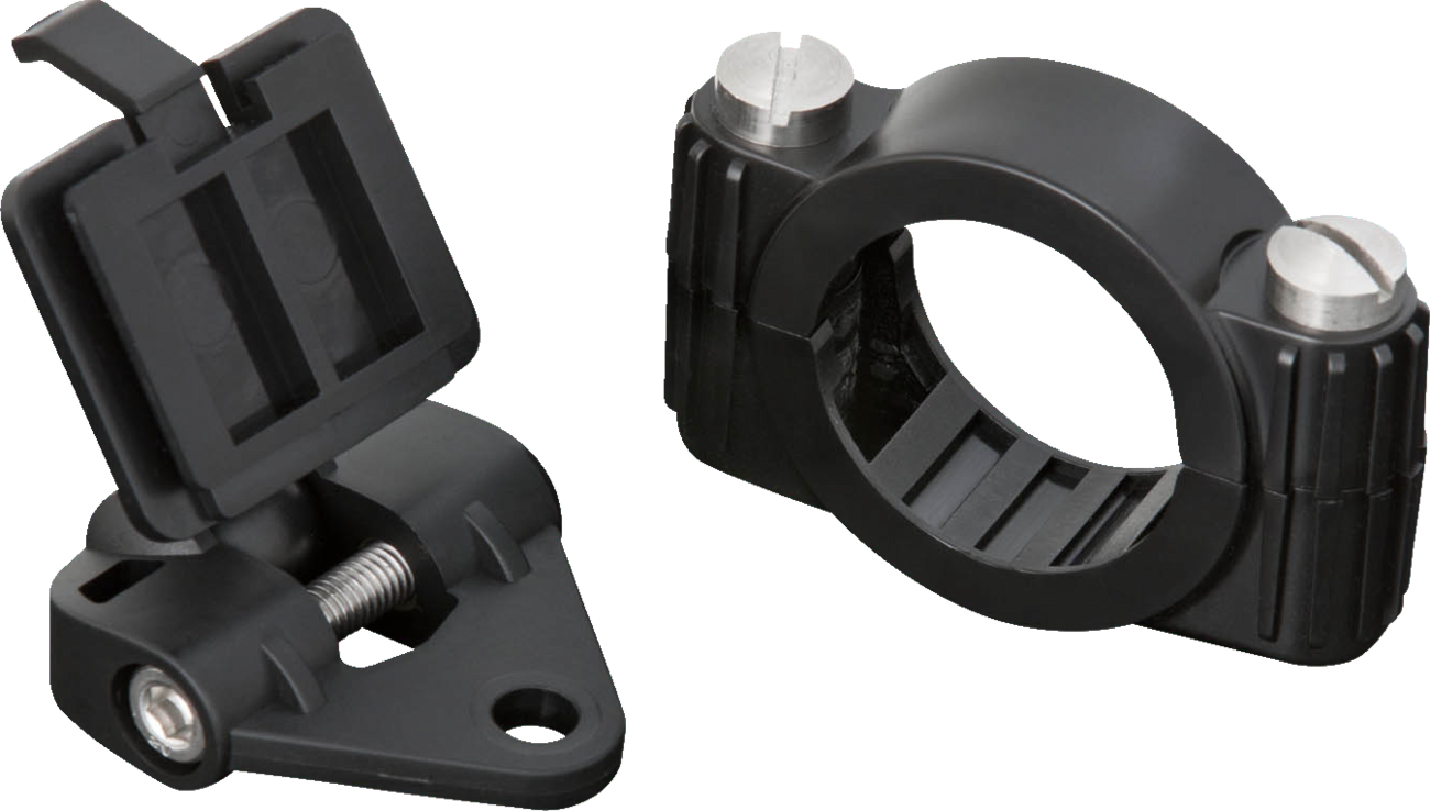 Bill's Exhausts Show Chrome handlebar tire pressure monitor system installed on motorcycle engine for real-time pressure reading.